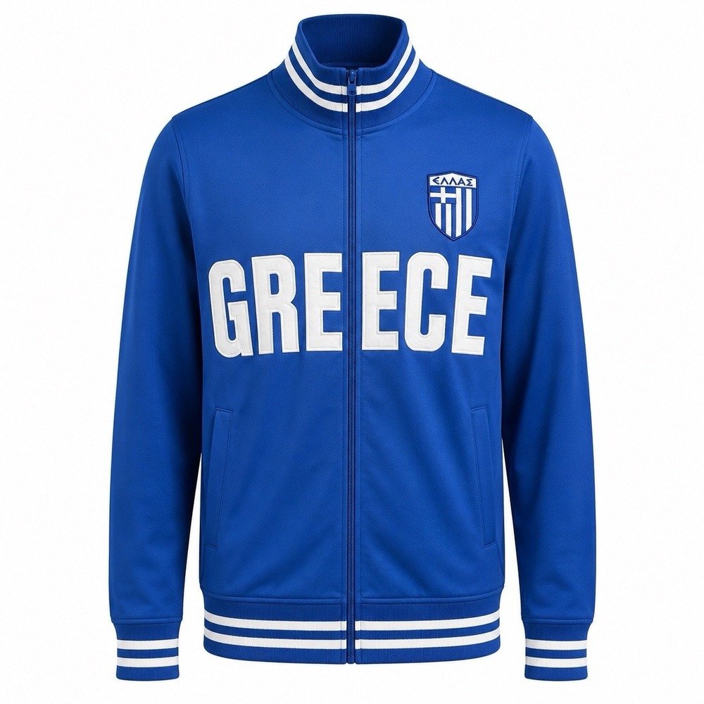Greece Hellas Mens Blue Track Jacket Greek Flag Soccer Andreas Full Zip Large